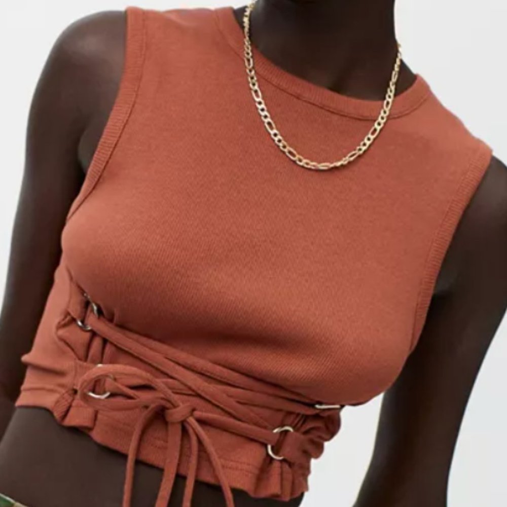 The Ragged Priest UO Exclusive Corset Tank Top in Rust